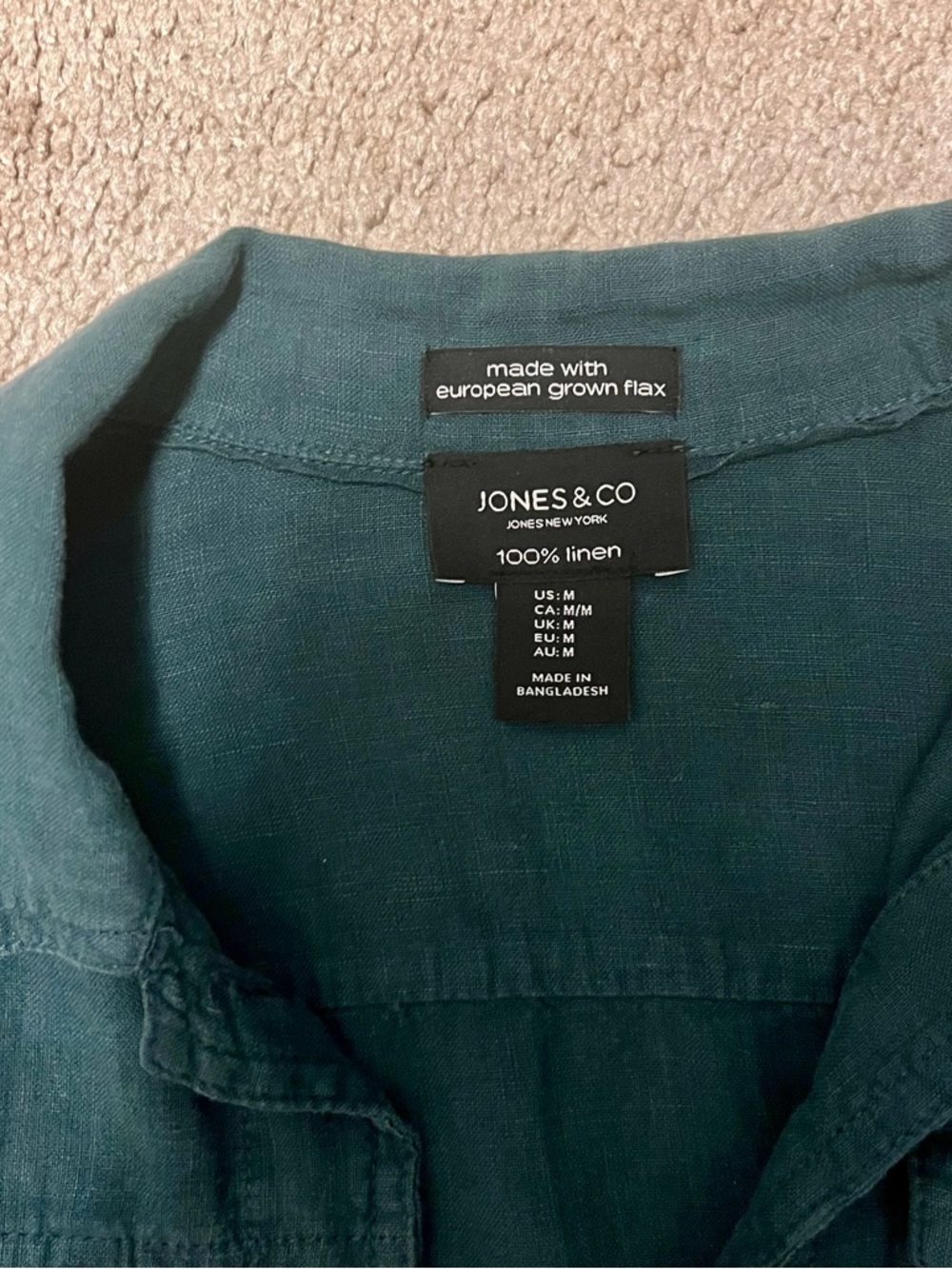 Jones New York Teal Button-Front Lightweight Shirt Jacket - Picture 2 of 4